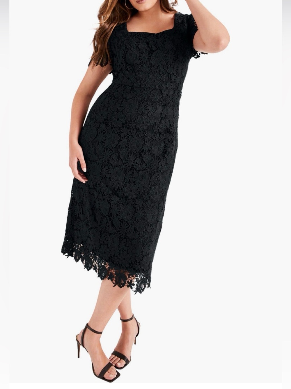 June + Vie Square-Neck Midi Dress